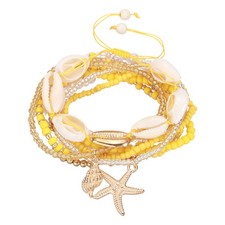 Summer Beach Bracelets Bohemian Multi-Layer Beads Stretch Bracelet, Yellow