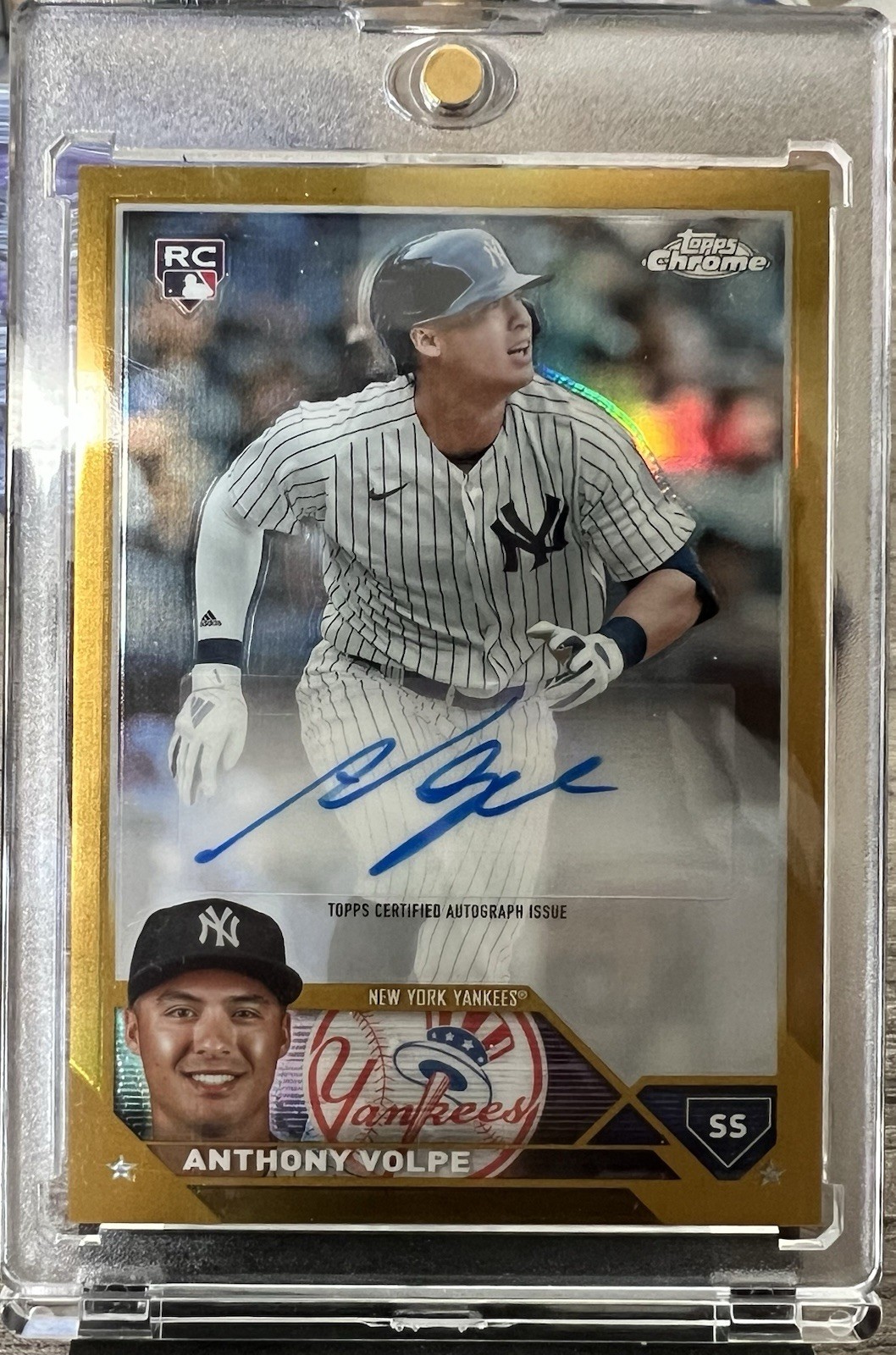 2023 Topps Chrome Rookie Refractor Anthony Volpe Gold Autograph 23/50 Yankees 