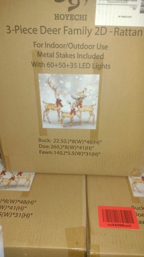 4Ft 3-Piece 2D Lighted Christmas Deer Family Set, Large Outdoor Yard Reindeer Ho