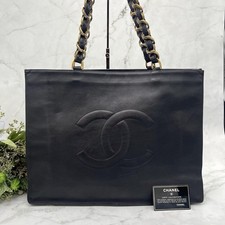 CHANEL Vintage Chain Shoulder Tote Bag Lambskin Leather MATELASSE *RankB*
