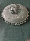 Antique Frosted Glass Lamp Shade with Clear Beaded Art Deco-11" dia. With Chains — photo 2