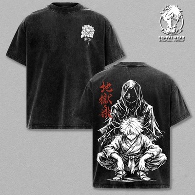 Vintage Hells Paradise Gabimaru Washed T Shirt Anime Graphic Tee Unisex Retro