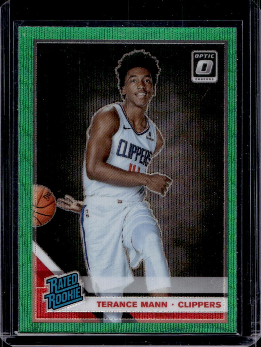 Terance Mann 2019-20 Donruss Optic #165 Rated Rookie Green Wave Prizm
