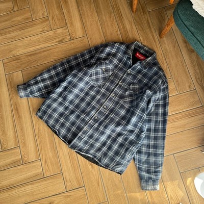 Wrangler Flannel Jacke Sherpa multipocket 90er Streetwear karo Marineblau Gr. XL