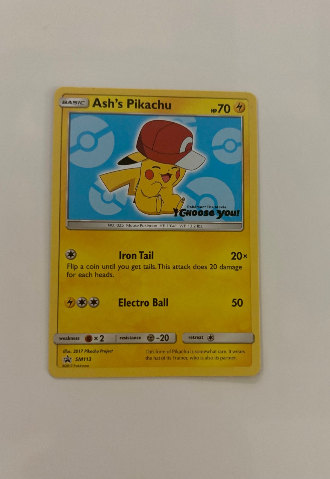 Pokemon Ash's Pikachu SM113 promo near mint