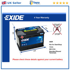 Battery fits CADILLAC SEVILLE ESCALADE 4.6 5.7 6.0 6.2 98 to 14 Exide 096R 680A