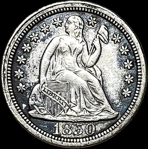 1850 Seated Liberty Dime Coin CLOSELY UNCIRCULATED