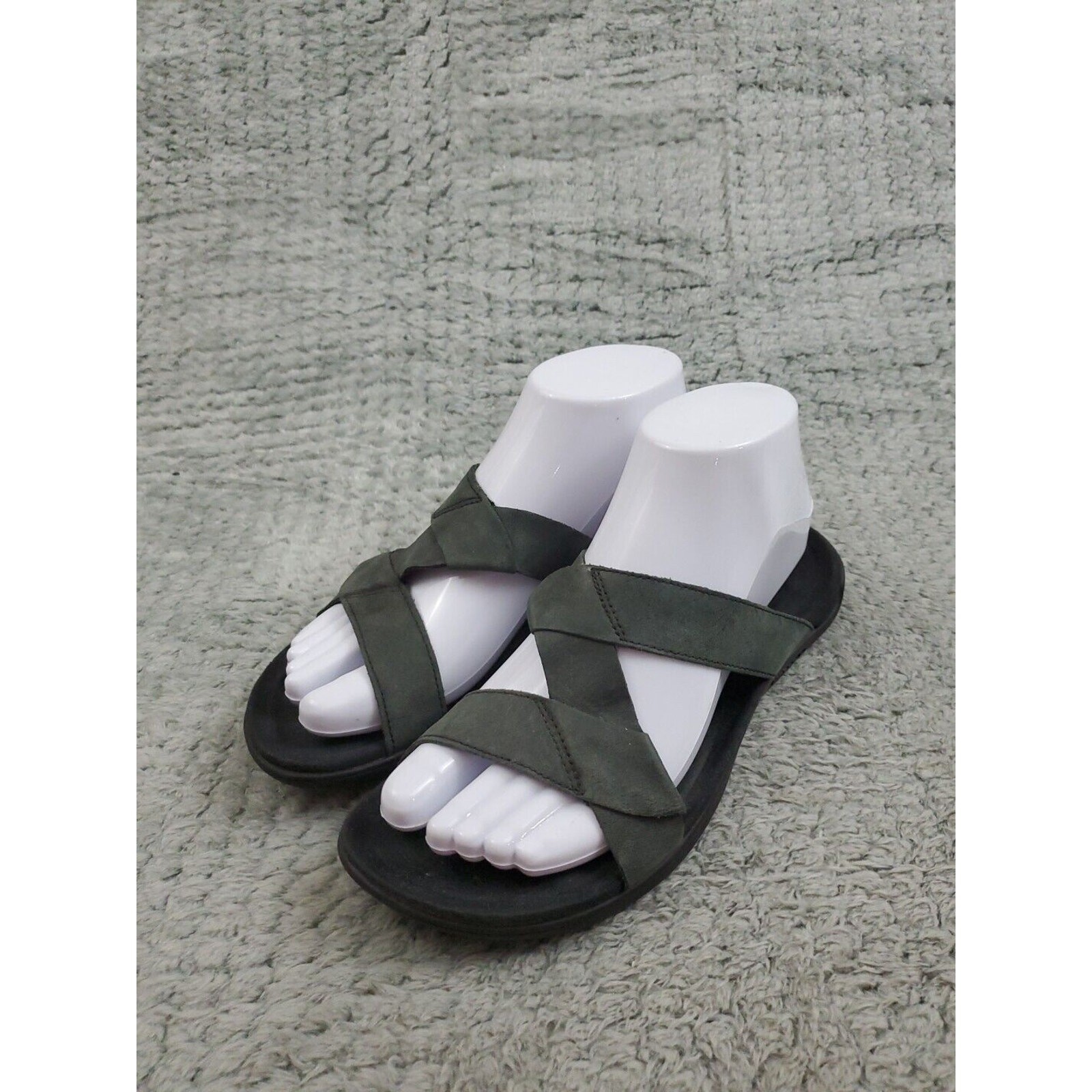 Merrell sandali slide con cinturino donna taglia 6 pelle nera sbiadita slip on comodi