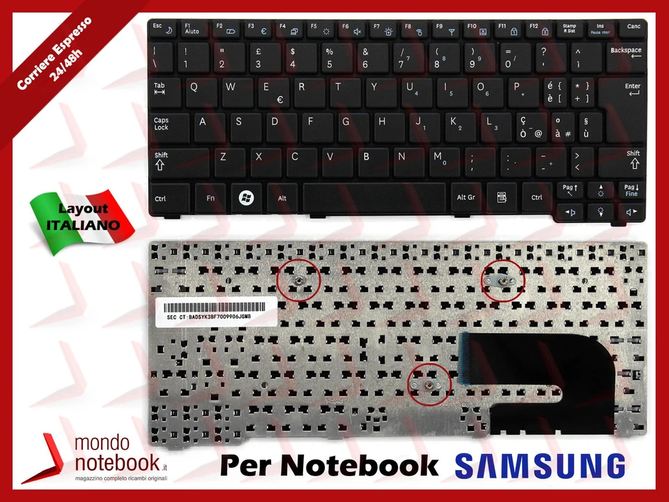 Clavier Italien pour Netbook SAMSUNG NP-NB30 (Noir) - Photo 1/1