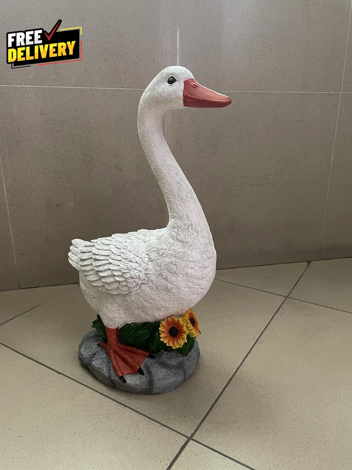 Alegre Porche Ganso Estatua Cygnus Gran Resina Jardín Césped Patio Decoración Escultura... Foto 4 de 4