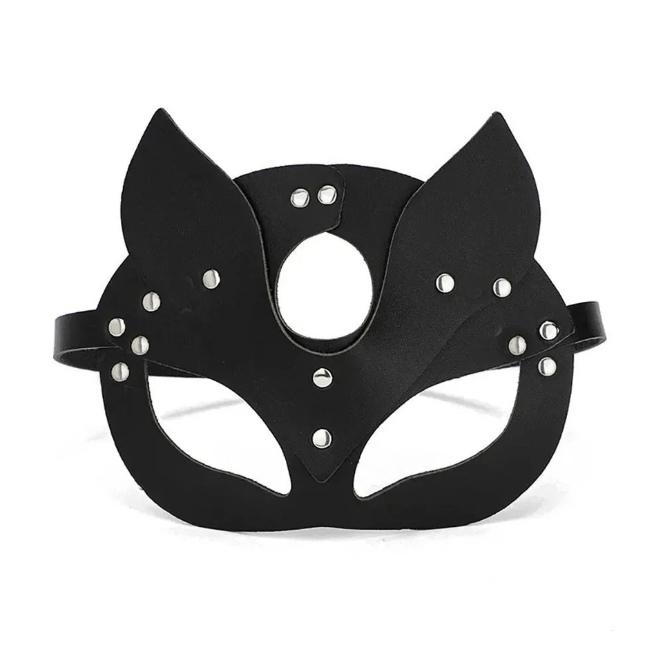 Masque Chat Noir Sexy Femme – Demi Masque Halloween ou Cosplay Mystérieux Cuir - Photo 2/4