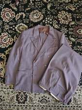 Vtg 1940's Double Breasted 2 Piece Suit Mens Drop Loop Wool Twill