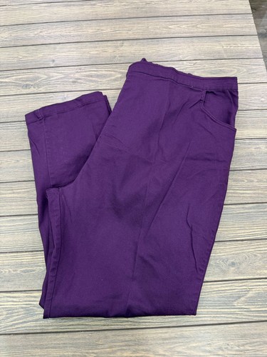 Purple Salon Studio Stretch Pants W/ Silver Button Detail 3X