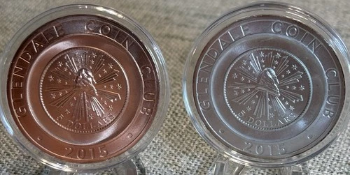 Two-2015 1oz. Silver And Copper Glendale Coin Club Rounds