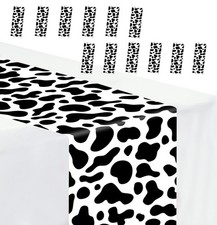 12 PCS Cow Print Table Runner 14 x 108 Plastic Table Runner for Cow Theme Par...