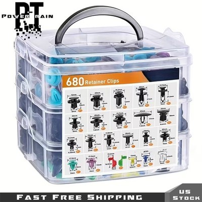 For 6-10mm Holes 680Pcs Car Push Retainer Clips Auto Fasteners Assortment Kit