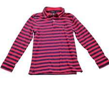 Polo Ralph Lauren Shirt Boys Large 14-16 Red Navy Stripe Long Sleeve Polo