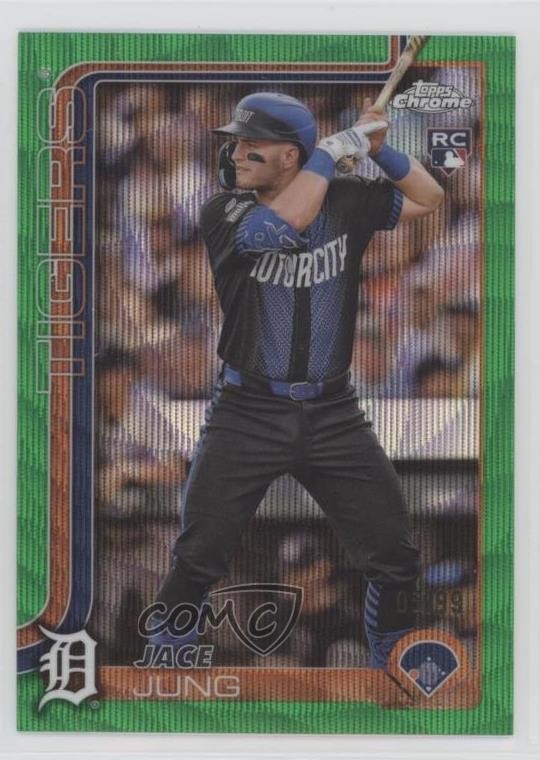 2025 Topps Chrome Green Wave Refractor /99 Jace Jung #225 0y8x