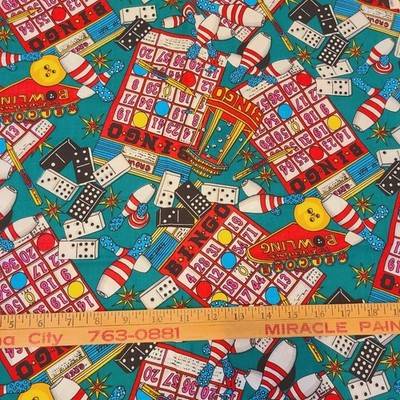New Bingo Dominos Bowling Game Fabric Material 29'' Green Cotton Sewing