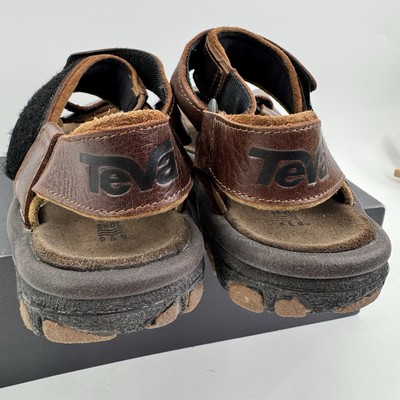 Teva Mens Leather Strap Sandals Brown Adjustable Utility Sport Sandals Size 10W Teva Sandals Men 10 Brown Leather Hiking Sport Comfort  main image 4