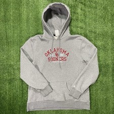 Oklahoma Sooners Hoodie Sweatshirt Gray Spellout YOUTH Sz XL Russell Athletic