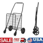 110lbs Folding Shopping Cart with wheels Metal Utility Cart Grocery Cart Laundry
