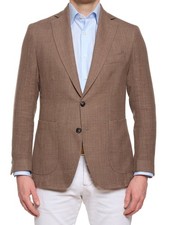 SARTORIA PARTENOPEA "Napoli" Brown Linen Unlined Hopsack Jacket