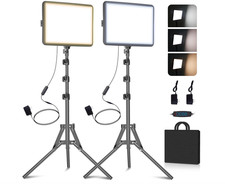 Kit de iluminaci n fotogr fica de 2 piezas con luces LED regulables y tr podes d