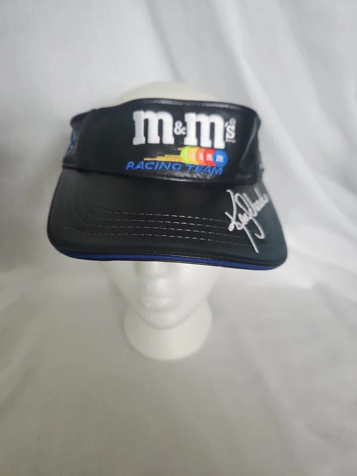 NWT NASCAR Black Leather Visor Ken Schrader Signature M&M Racing Eagle One - Image 2 of 4