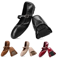 Women Foldable Ballet Flats Square Toe Slip On Comfortable Casual Flat Shoes