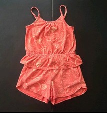 Girls Cat Jack Coral Tropical Fruit Print Set Summer Outfit Size L 10/12