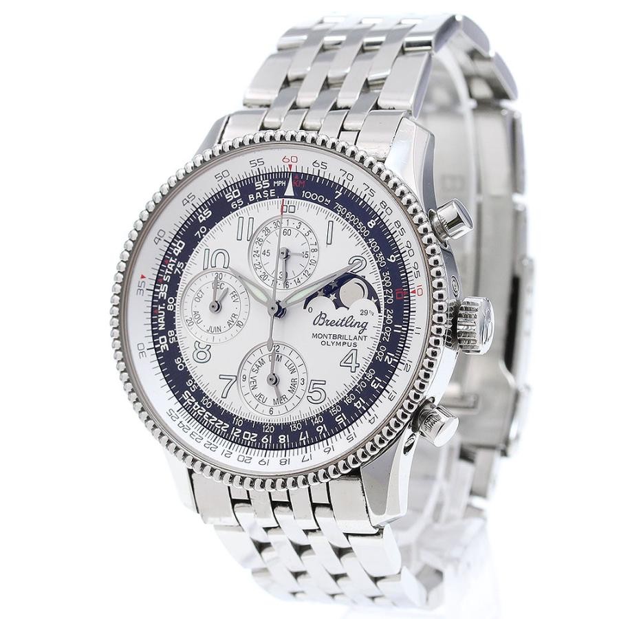 BREITLING NAVITIMER MONTBRILLANT OLYMPUS A19350 42mm SS Silver Dial #C096