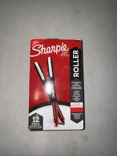 Sharpie Pen Stylo Roller Red Ink Fine Needle Point 0.5mm 12PACK
