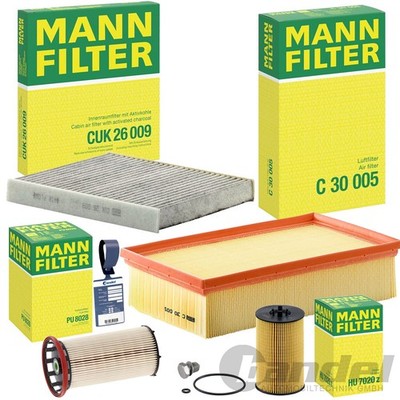 MANN FILTERSET 6-TLG passend für VW GOLF 7 PASSAT B8 AUDI A3 8V Q2 1.6 / 2.0 TDI