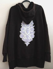 Free People Movement OB1632414 Sz L Black Sprint to the Finish Logo Hoodie 168