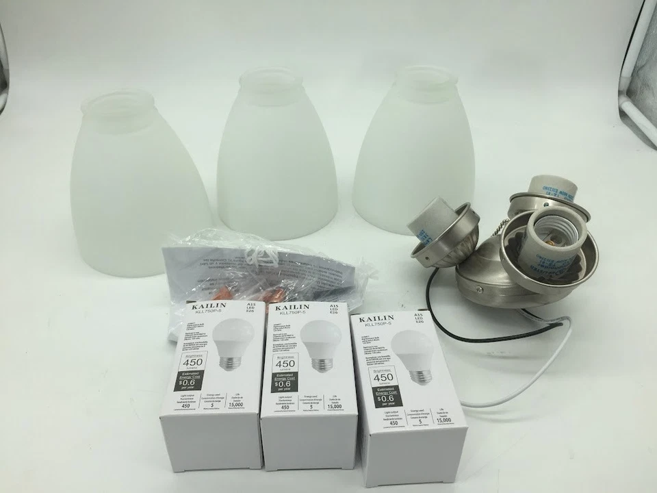 Elite 3-Light Brushed Nickel Ceiling Fan Shades LED Light Kit - Image 2 of 4