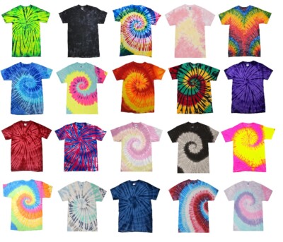 Many Colors Tie Dye T-Shirts Kids & Adult 100%  Pre-Shrunk Cotton Colortone