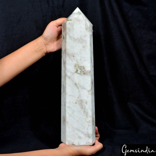 Pietra di Luna Naturale Lunga 15" Obelisco Cristallo Colonna Bacchetta Punta Pietra Guarigione 5,4Kg - Foto 5 di 8