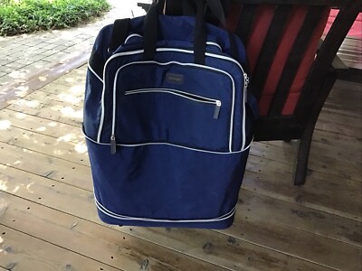 Biaggi Zipsak Boost Blue Spinner Duffle 22'' Rolling Travel Underseat Luggage Exp