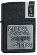 Zippo 363 pewter emblem black crackle Lighter + FLINT PACK