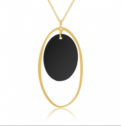 Collier Chaîne Pendentif En Or Jaune Et Onyx – Occasion – Bijou élégant Et Intemporel