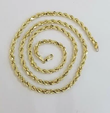 4mm 20 Inch 10k Real Gold Rope Chain Necklace Diamond Cut Men Women Sale Price