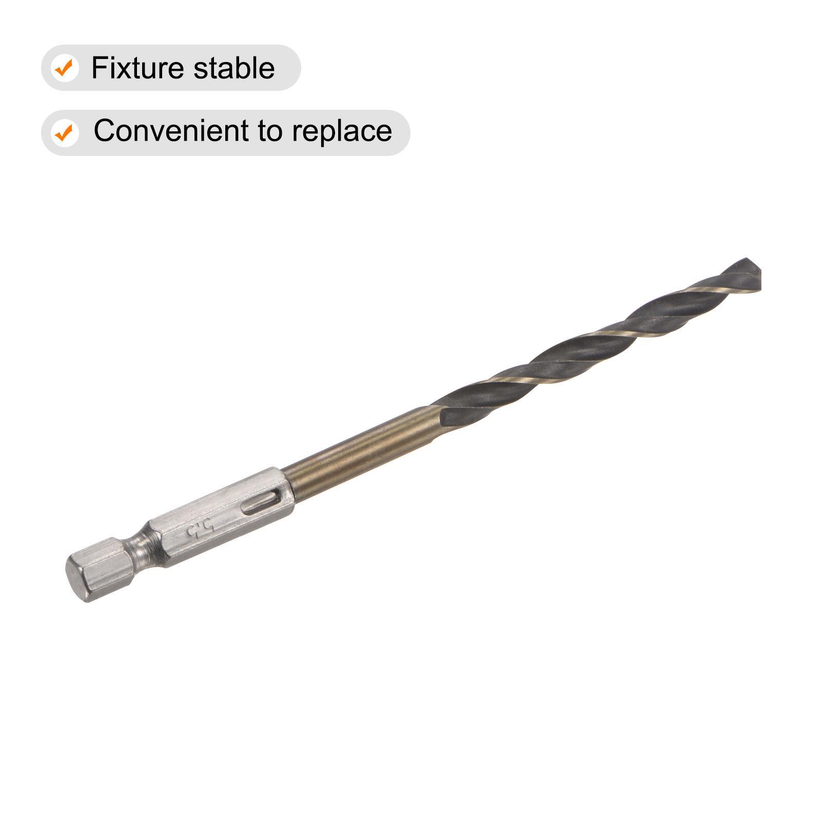 Foret Hélicoïdal Sourcing Map 10 Mm - Tige Hexagonale 1/4" - Acier Rapide Revêtu Titane - Longueur 132 Mm