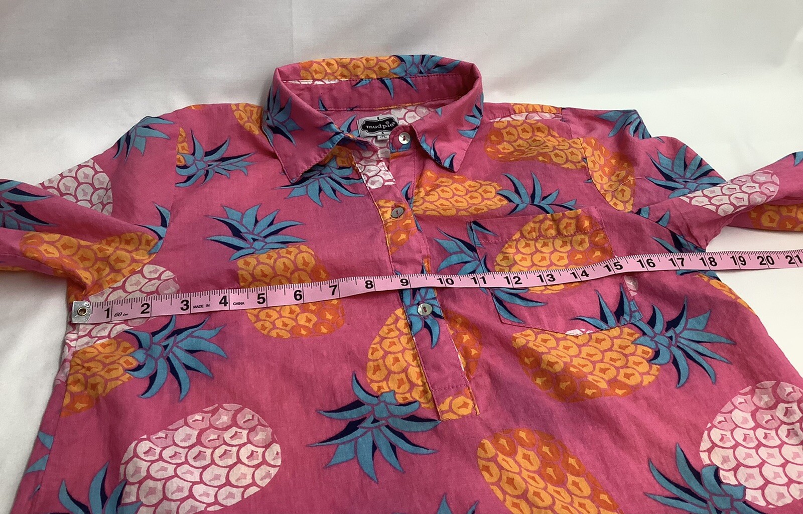 Mud Pie Multicolor Pineapple Print Top Womens Siz… - image 6