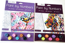 2 x sets Adult Paint By Numbers set Lion Tiger Sea Bird Acrylic Paints Painting