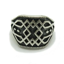 Handmade 925 Silver Ring - Geometric Pattern - Mens Ring 16mm