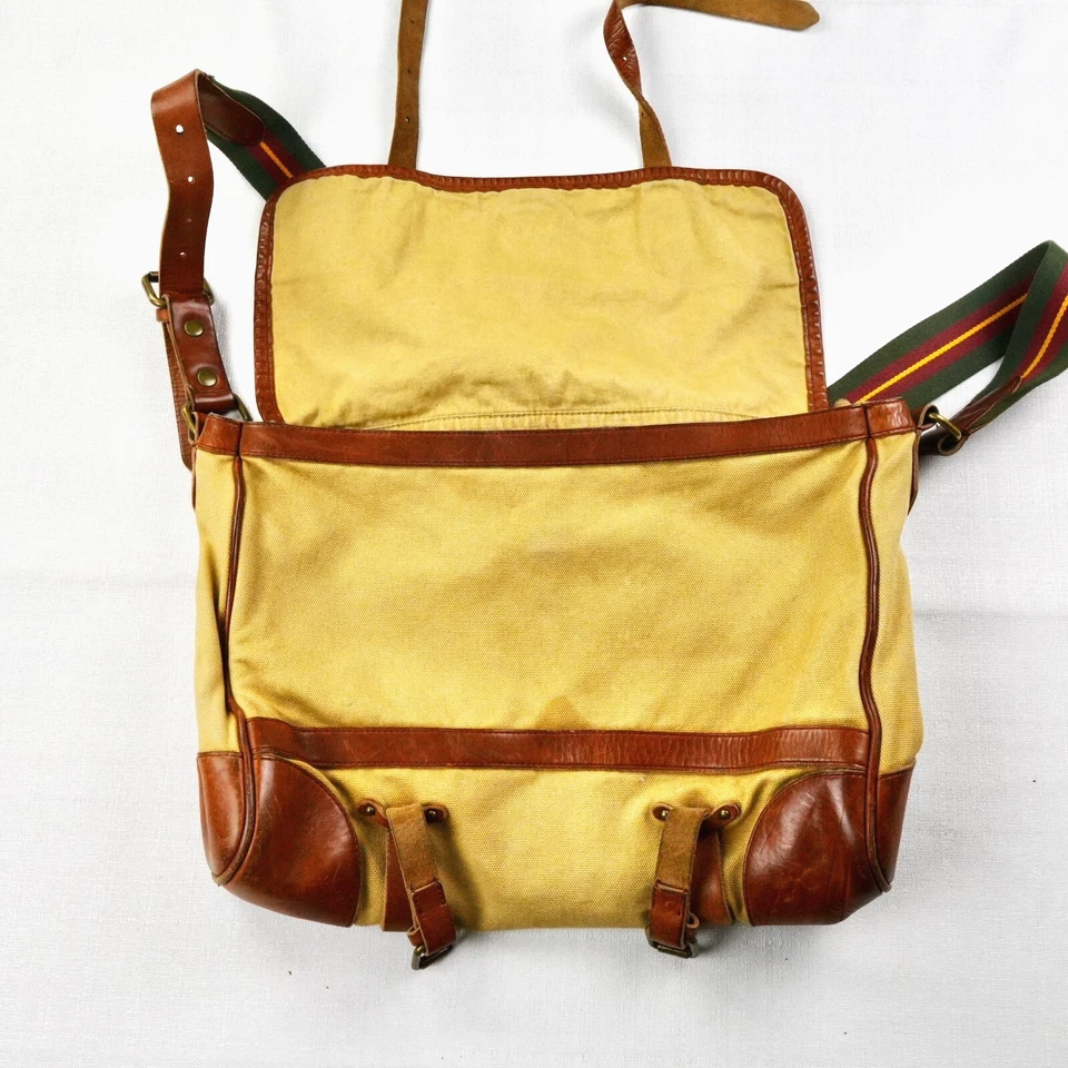 Vintage Ralph Lauren Rugby Messenger Bag Football Club Accessory Canvas Leather - Image 4 of 4
