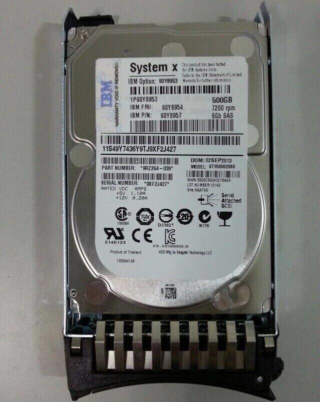 90Y8953 90Y8954 90Y8957 IBM SYSTEM X 500GB 7.2K RPM 6Gb/s 2.5 SAS Hard Drive HDD - Image 2 of 4