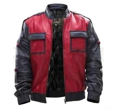 Marty McFly Back To The Future Part 2 Michael J.  Real Leather Jacket