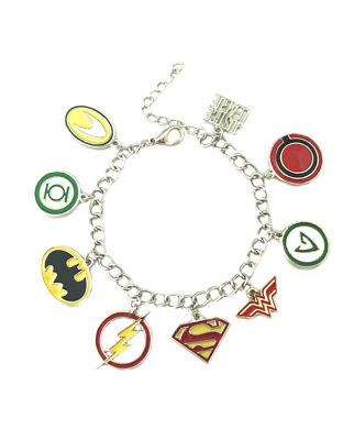Superhero League Logos Fashion Novelty Charm Bracelet Movie Comic with Gift Box